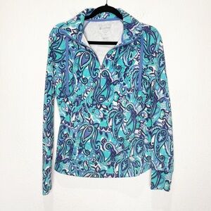 Coolibar Annette Half Zip Drawstring Paisley Shirt